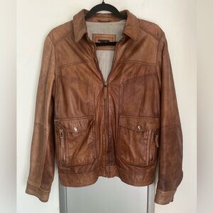 Massimo Dutti Nappa Leather Brown Jacket 100 % Leather